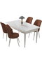 Hanah Home Juego de mesa y sillas de comedor de 5 piezas, Blanco y Rojo Teja